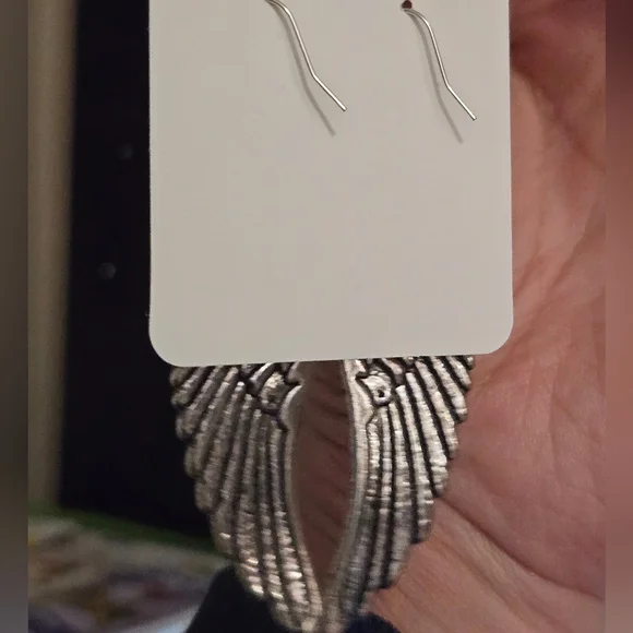 Silver Angel Wing Earrings - Picture 5 of 5